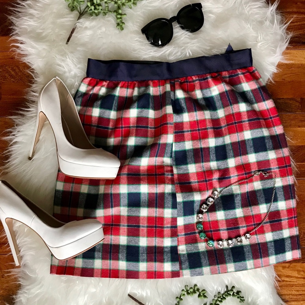 Bows & Sequins Winter Plaid Mini Skirt
